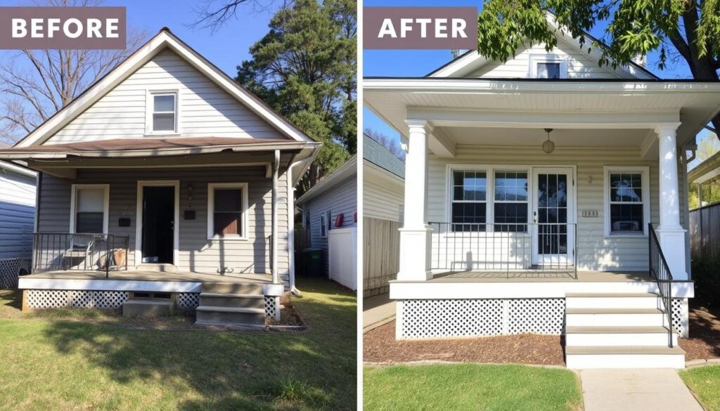 Before and after transformation of a property funded with private money