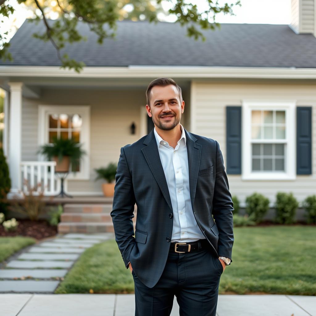 Real estate investor Michael standing in front of his successful fix and flip property