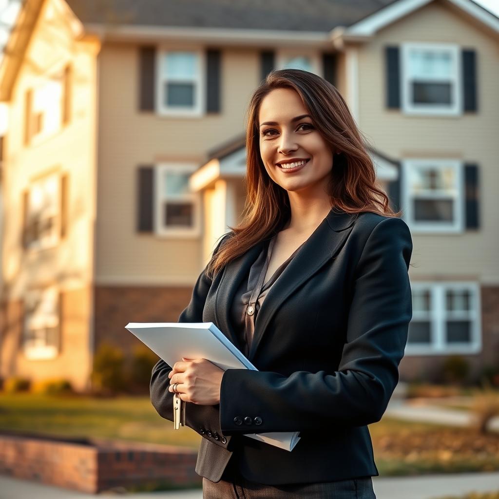 Real estate investor Sarah with her multi-family rental property